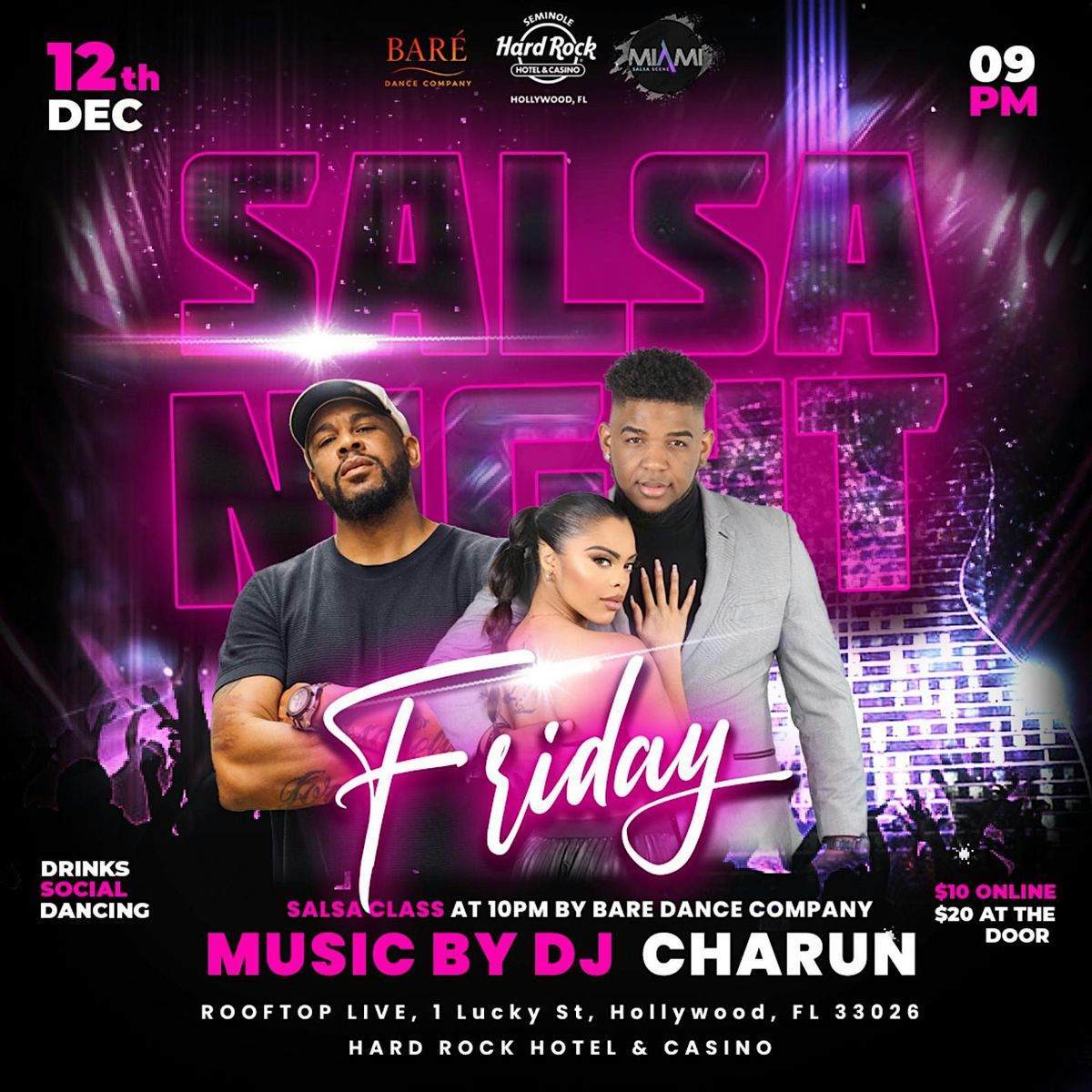 Bailamos Fridays Salsa Night at Rooftop Live Hollywood Hardrock Fri Dec 12