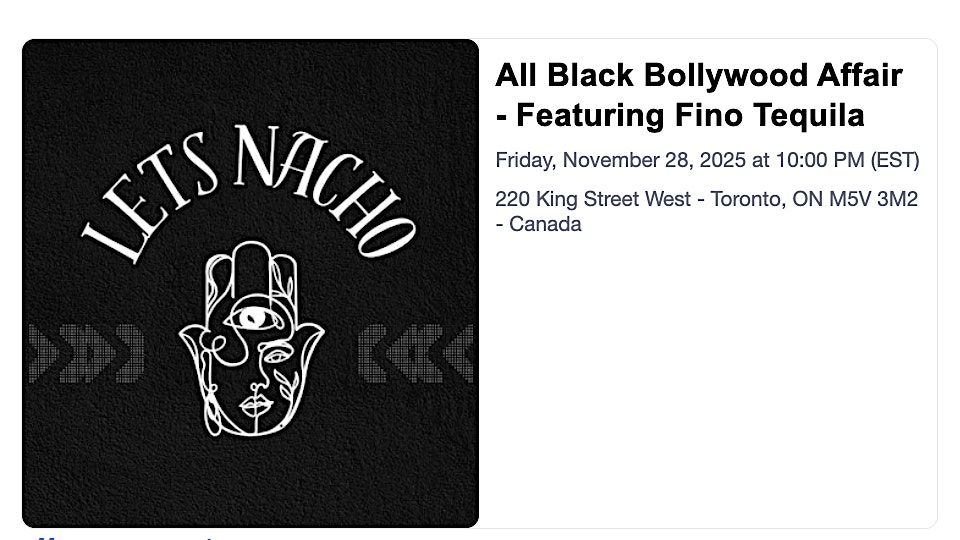 All Black Bollywood Affair - Featuring Fino Tequila