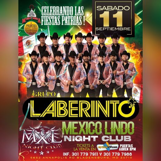 Grupo Laberinto en Maryland | Mexico Lindo de Maryland MXL Night Club,  Bladensburg, MD | September 11, 2021