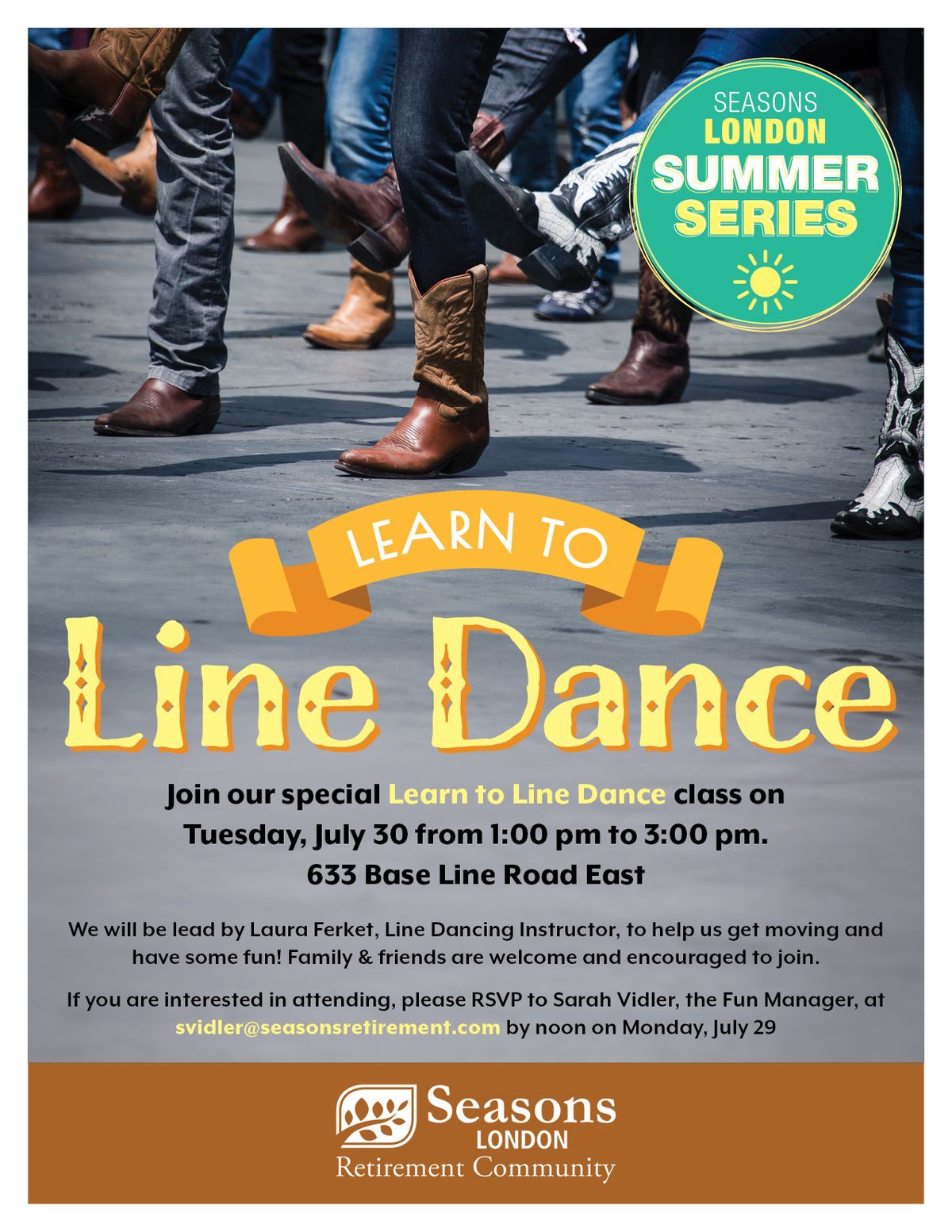 Seasons London Summer Series Learn to Line Dance! 633 Base Line Rd E