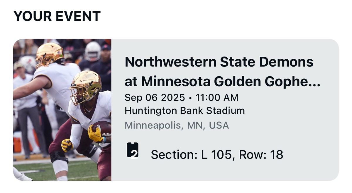 Northwestern State Demons at Minnesota Golden Gophers Football