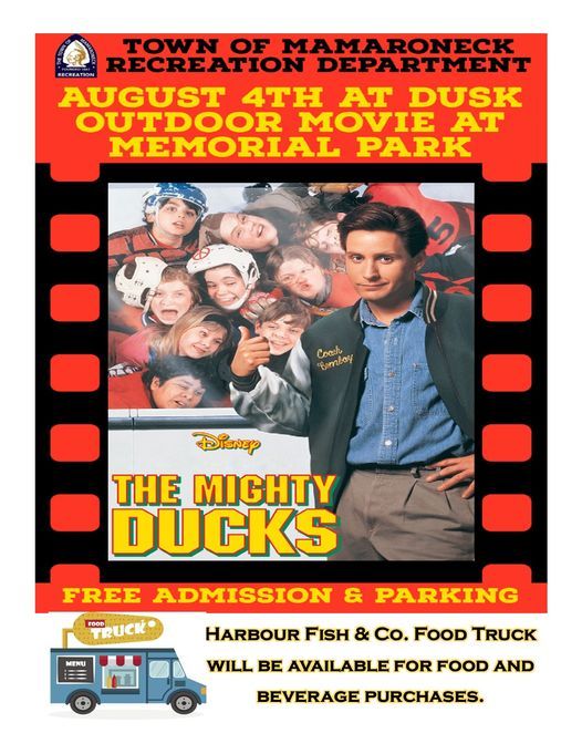 Outdoor Movie At Memorial Park Featuring The Mighty Ducks 