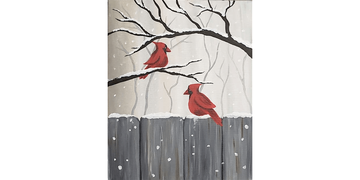 Cardinals on a Snowy Day - Paint and Sip in Sacramento | Classpop!\u2122
