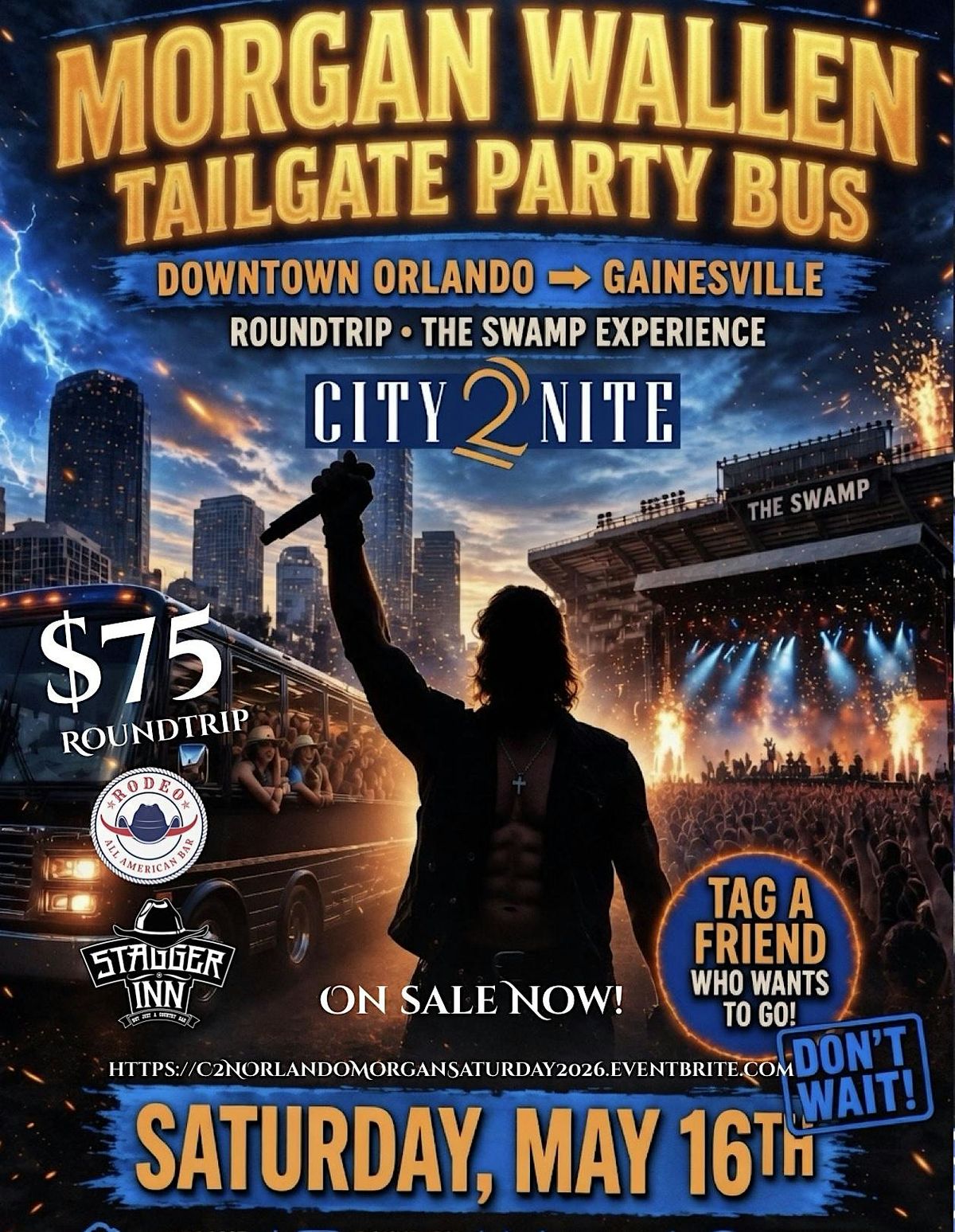 City2Nite Orlando Morgan Bus To Gainesville - SAT MAY 16 Dtown