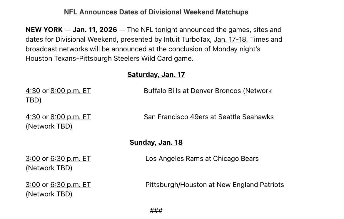 Denver Broncos vs. Buffalo Bills (Date: TBD)