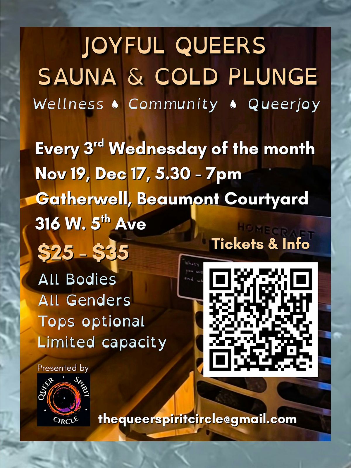 Joyful Queers Sauna and Cold Plunge
