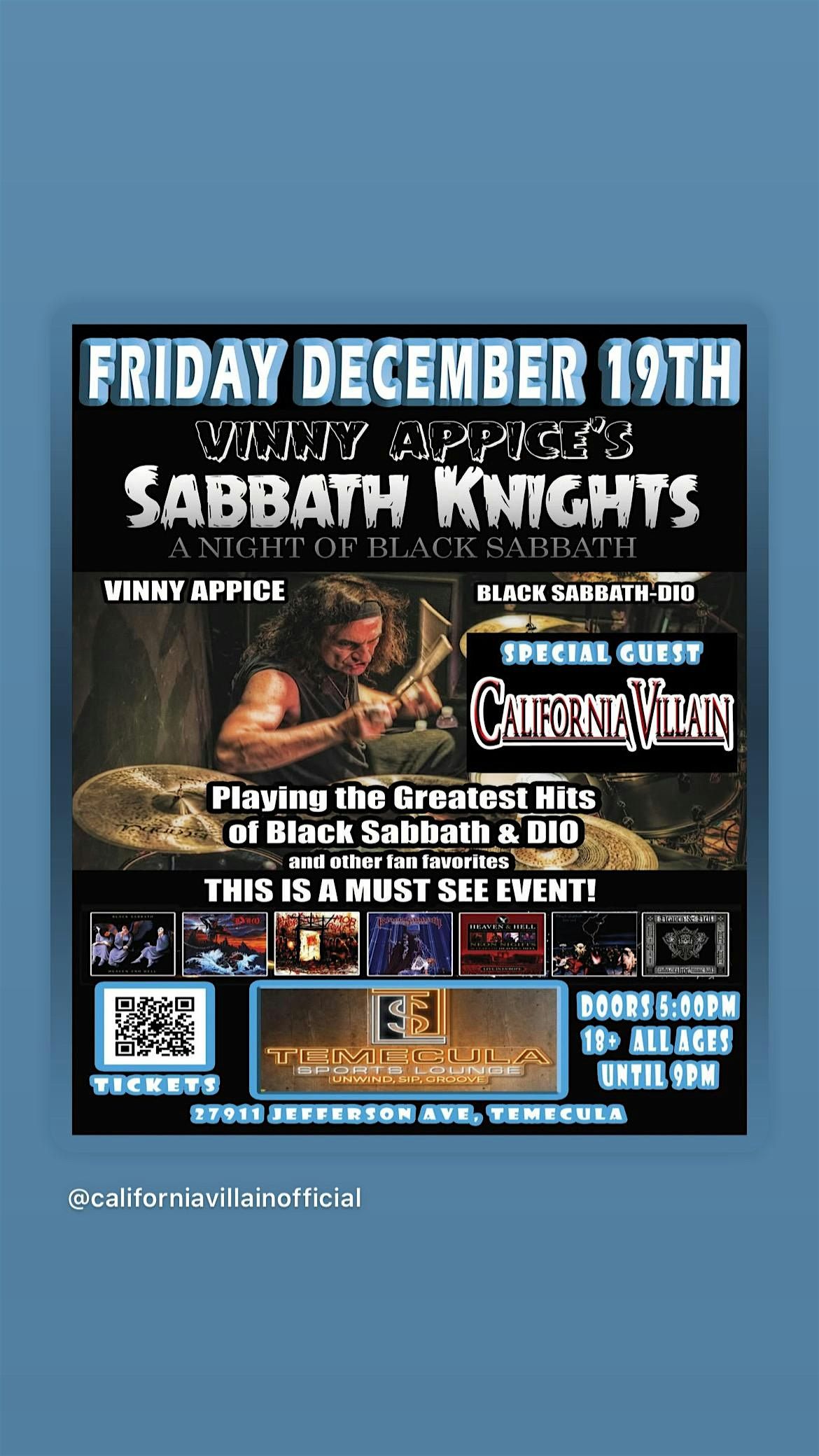 California Villain Opens up for Vinny Appice
