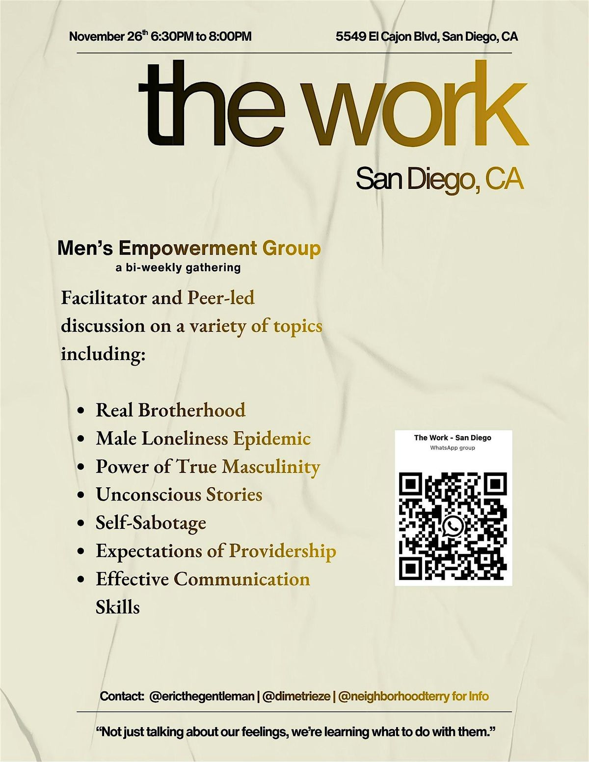 The Work - San Diego \/ Mens Group