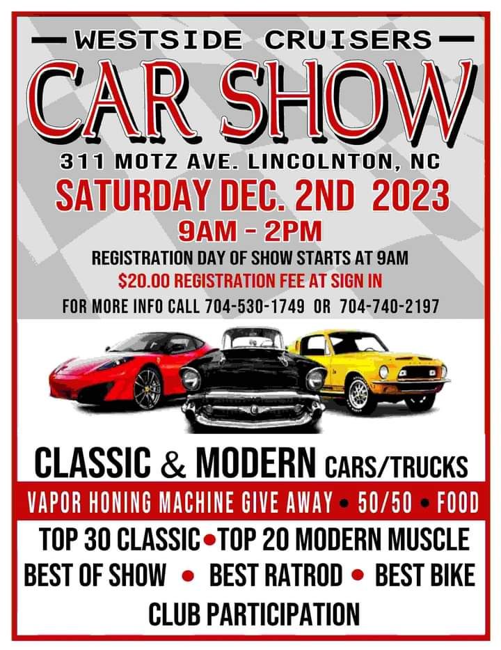 Westside Cruisers Car show | 311 Motts Ave Lincolnton NC 28092 ...