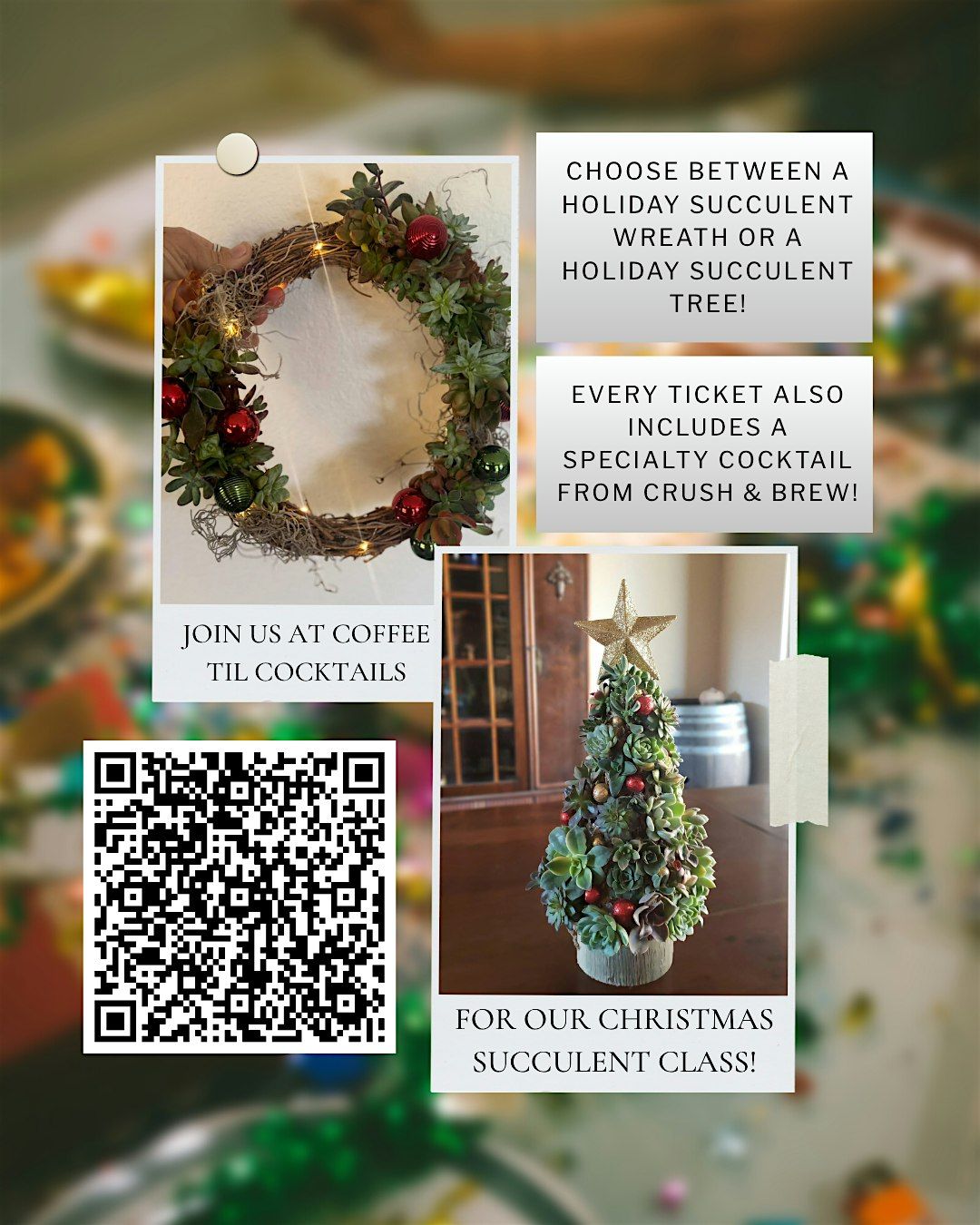 Holiday Succulent Workshop! Make a Succulent Christmas Tree or Wreath!