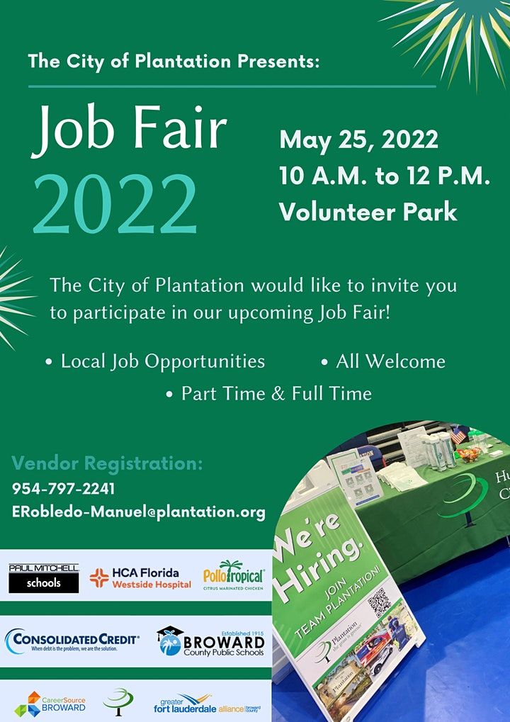 City of Plantation Job Fair May 25, 2022 Volunteer Park, Plantation