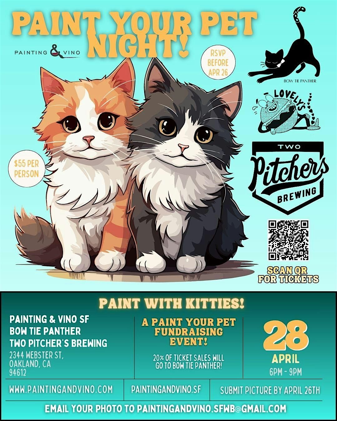 Paint with Cats! A Paint your Pet Fundraiser at Two Pitchers!