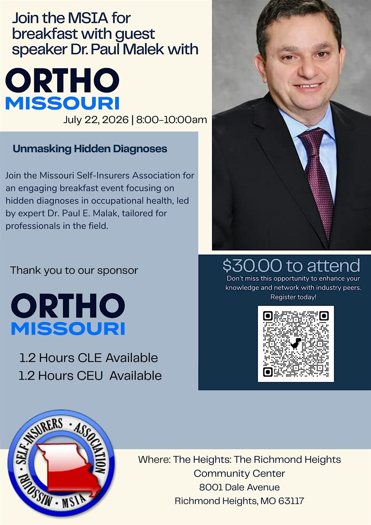 MSIA Breakfast with guest speaker Dr. Paul E. Malek with Ortho Missouri