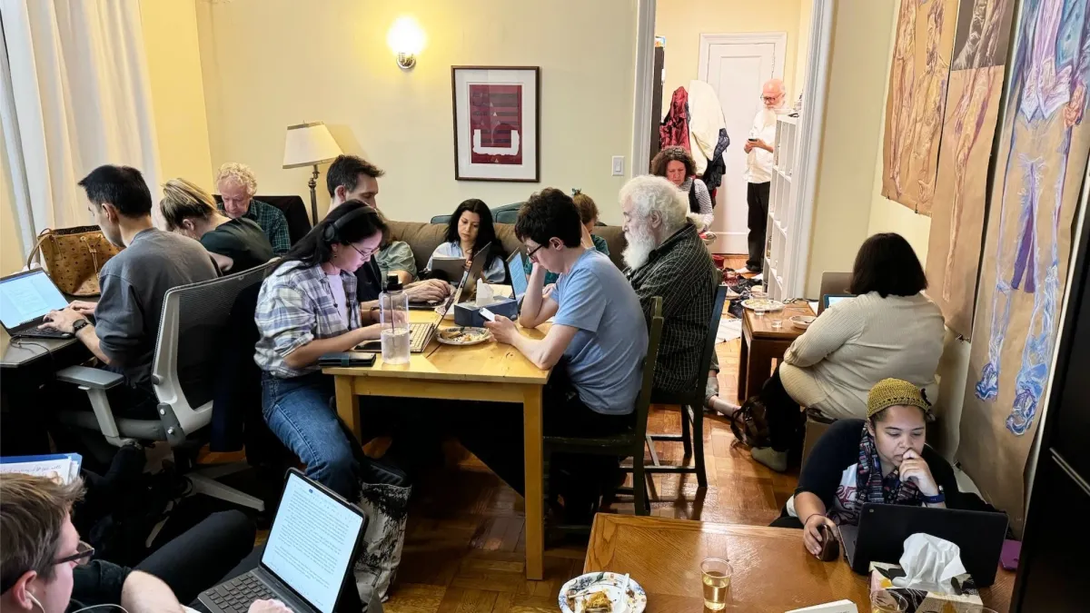 Writing group meeting in Washington Heights