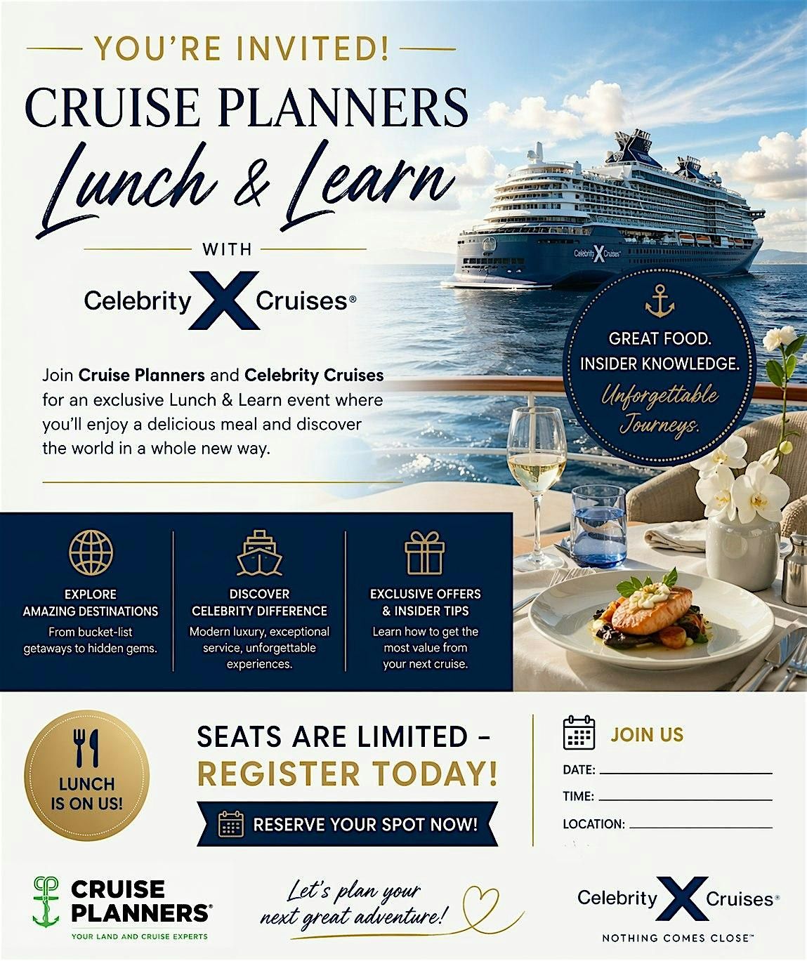 Discover the World with Celebrity Cruises Lunch & Learn