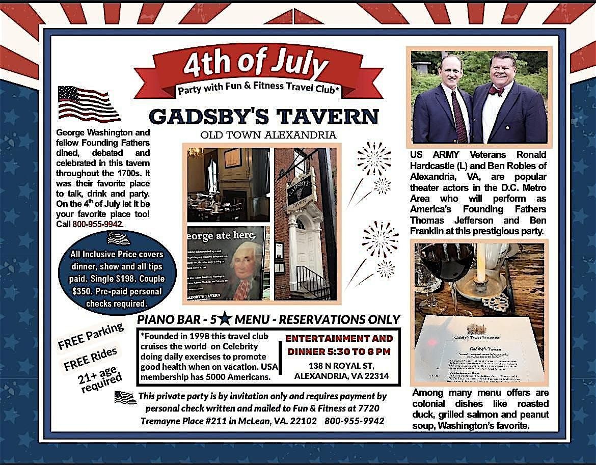 Gadsby Tavern 4th of July dinner