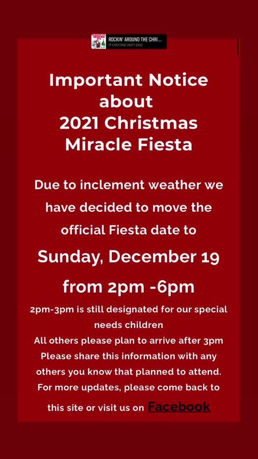 Christmas Fiesta 2022 Fort Walton 17Th Annual Christmas Miracle Fiesta | 1958 Lewis Turner Blvd, Fort Walton  Beach, Fl 32547-1217, United States | December 19, 2021