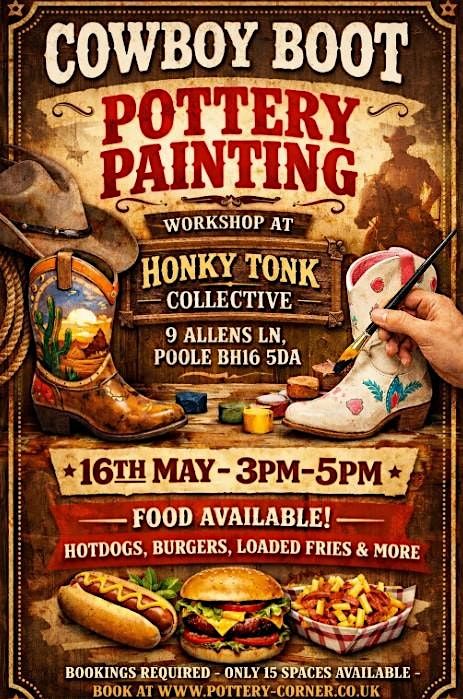 Cowboy Boot Pottery Painting Workshop