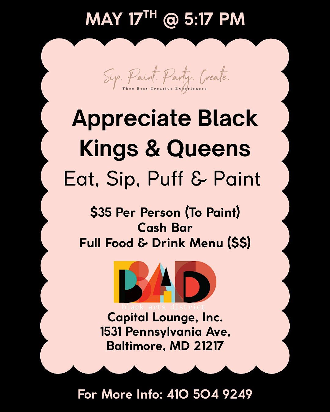 Appreciate Black Kings & Queens (Eat, Sip, Puff n Paint Experience)