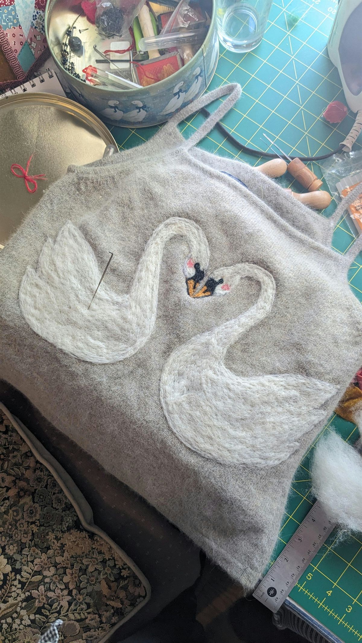 Needle felted garment upcycling