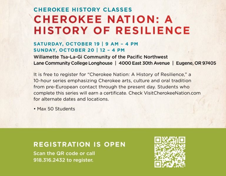 Cherokee History Course Lane Community College, Eugene, OR October