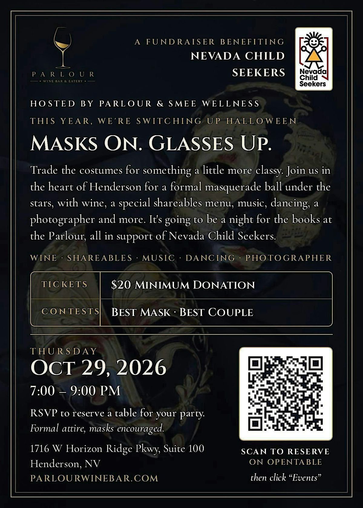 Masquerade Ball Fundraiser at 1716 W Horizon Ridge Pkwy suite 100 ...