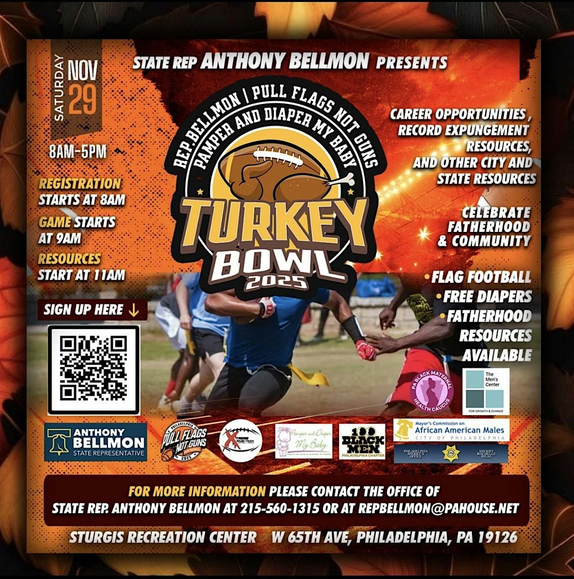 Rep. Bellmon & Pull Flags, Not Guns: TURKEY BOWL 2025 (Adult Flag Football)