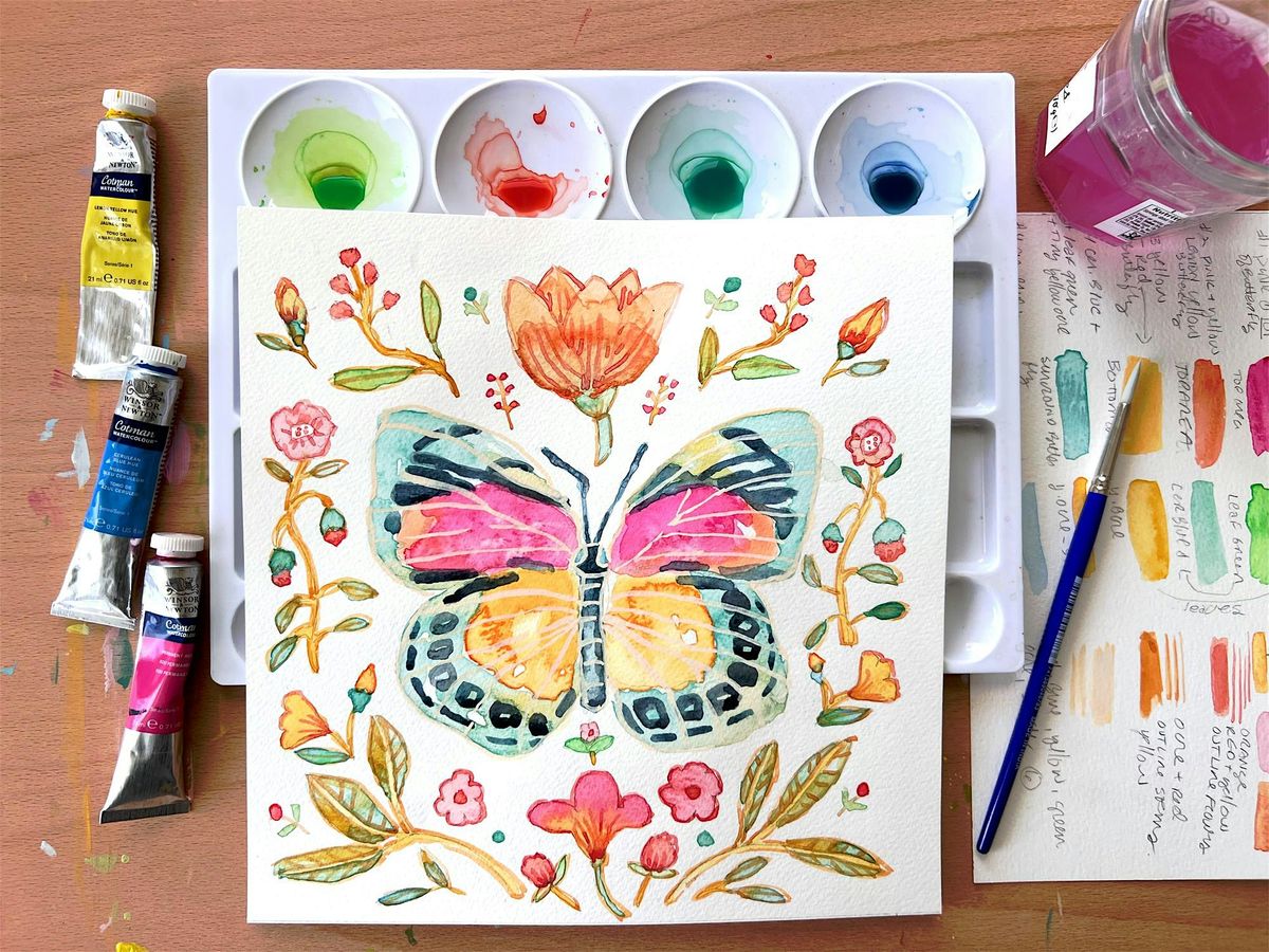 Watercolor Butterfly Paint Along