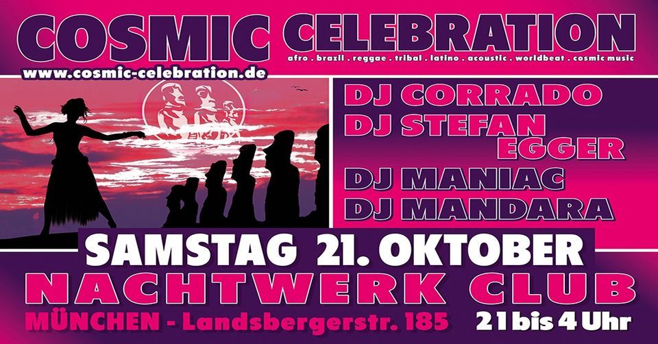 Cosmic Celebration - SA 21.10. - Nachtwerk Club M\u00fcnchen