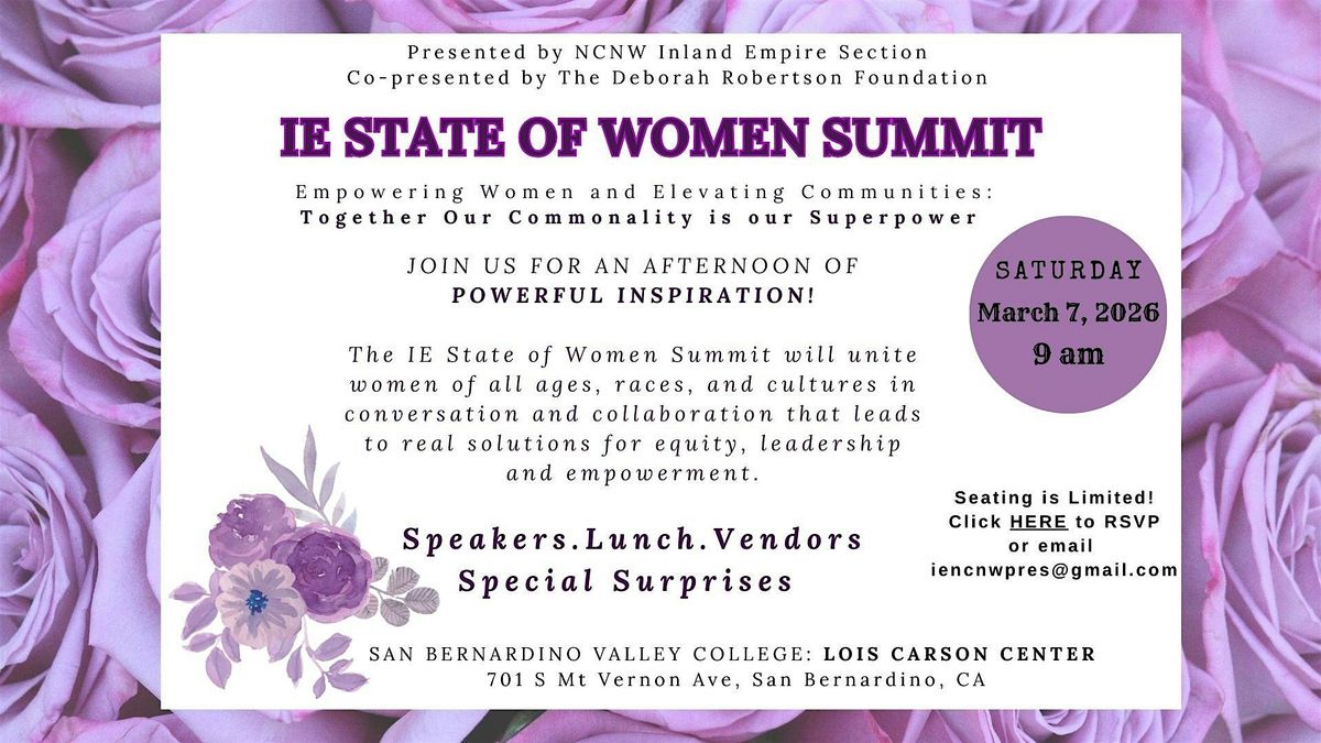 Ie State IE State of Women Summit at San Bernardino Valley College, Lois Carson ...