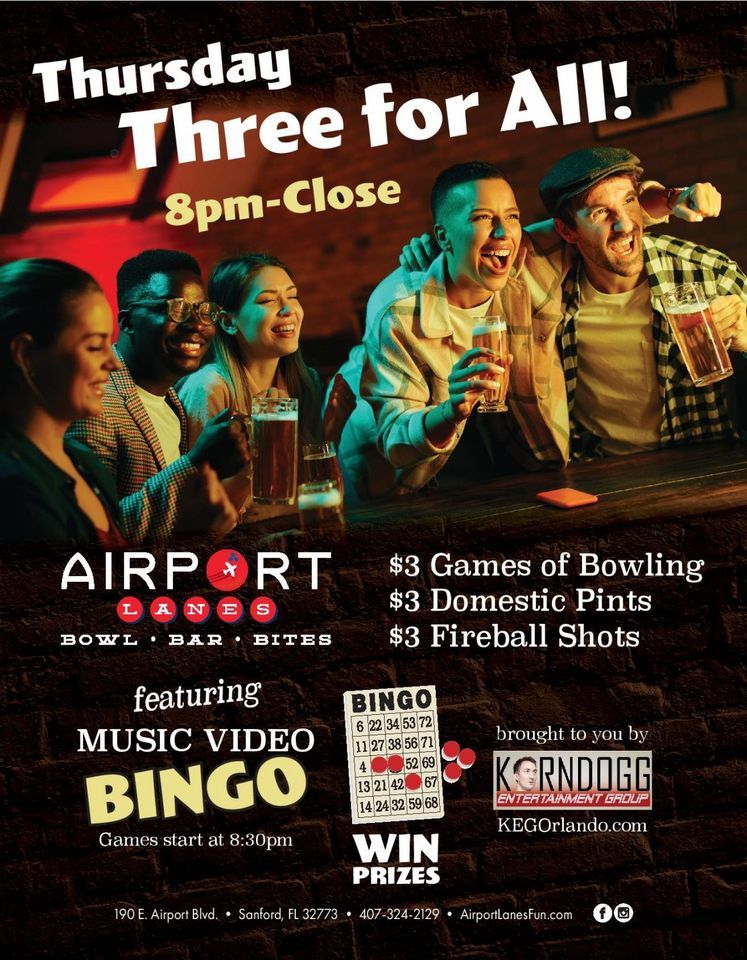 Music Video Bingo Airport Lanes, Sanford, FL January 5, 2023