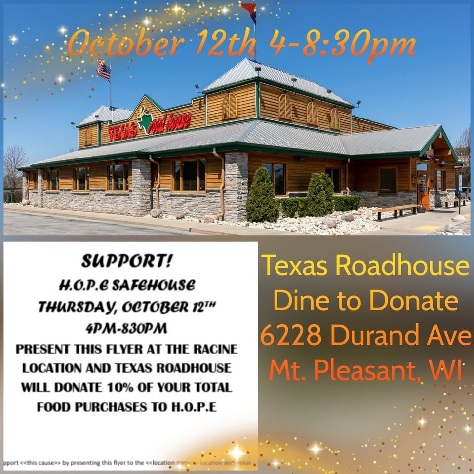 Texas Roadhouse Dine to Donate Fundraiser Night for H.O.P.E. Safehouse
