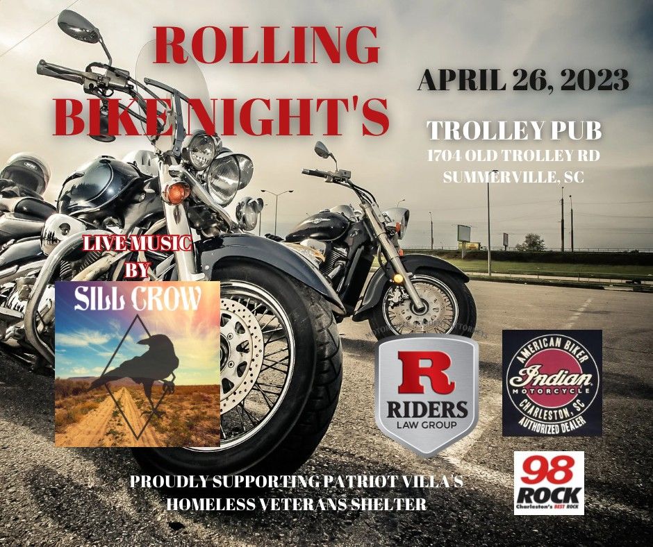 Rolling into Trolley Pub with Rolling Bike Nights Trolley Pub