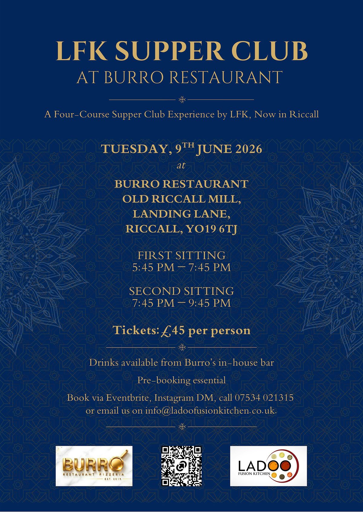 LFK Supper Club at Burro Restaurant | Four-Course Indian Dining Experience
