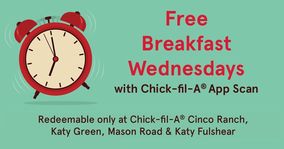 Free Breakfast Wednesdays ChickfilA Mason Road (369 S Mason Rd