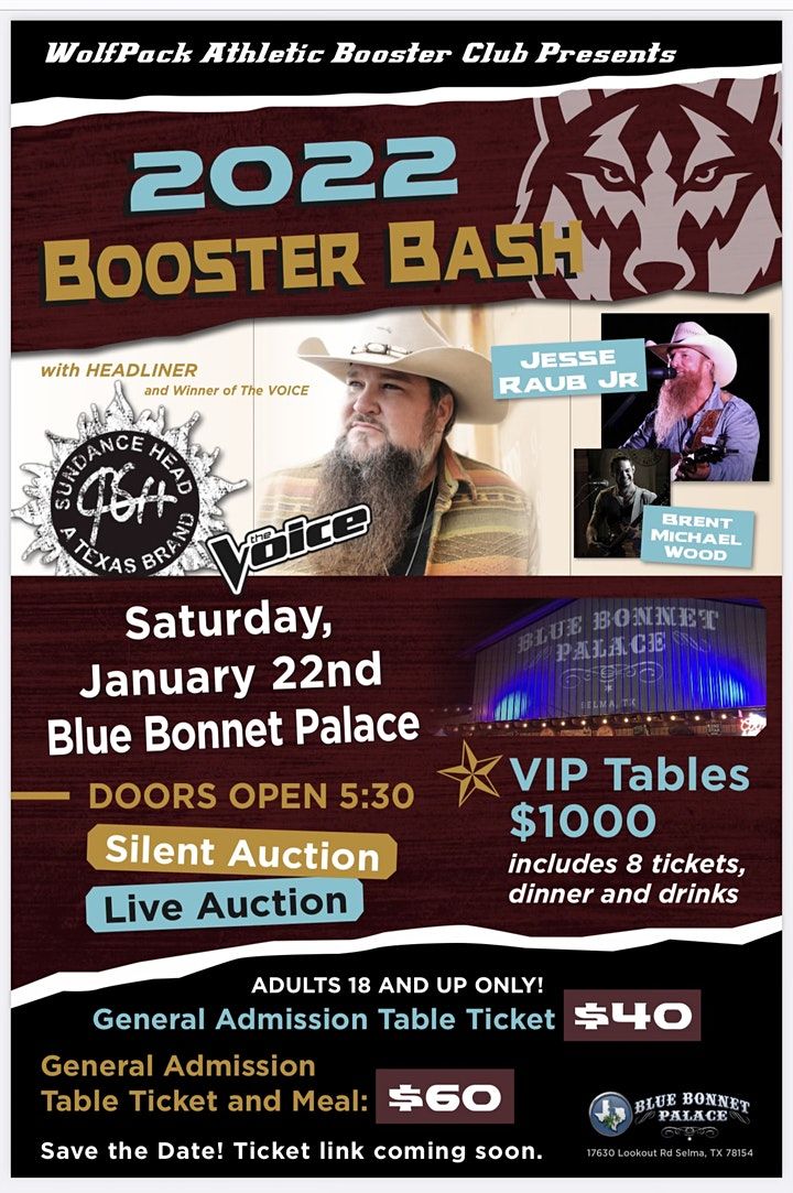 2022 Booster Bash | Blue Bonnet Palace, Selma, TX | January 22, 2022