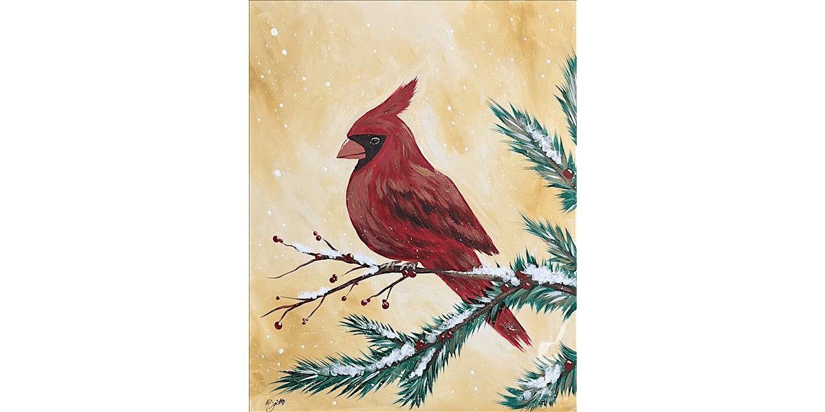 Cardinal in the Snow - Paint and Sip in Houston | Classpop!\u2122
