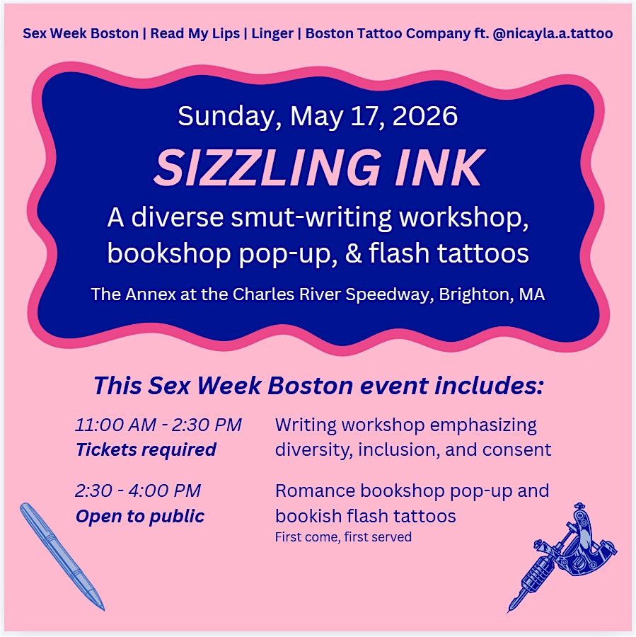 Sizzling Ink: A smut-writing workshop, bookshop pop-up & flash tattoos