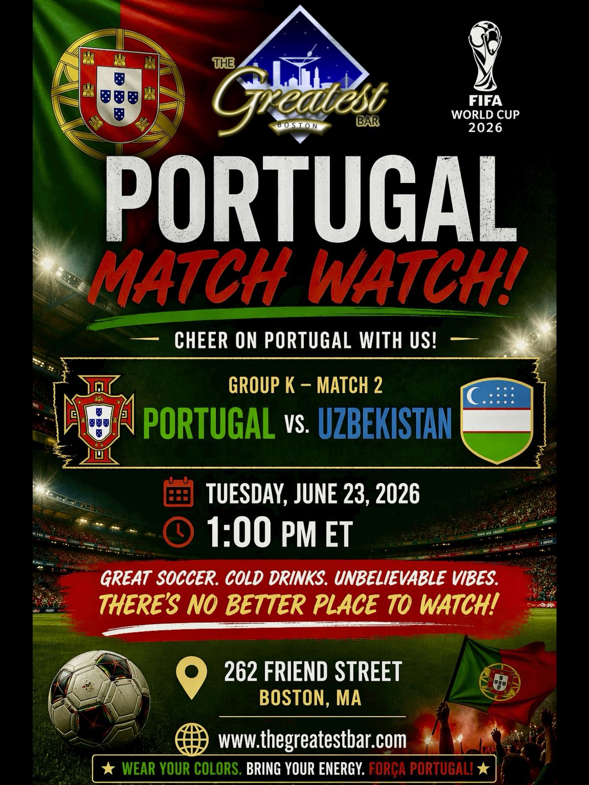 Portugal v Uzbekistan World Cup Watch Party at The Greatest Bar