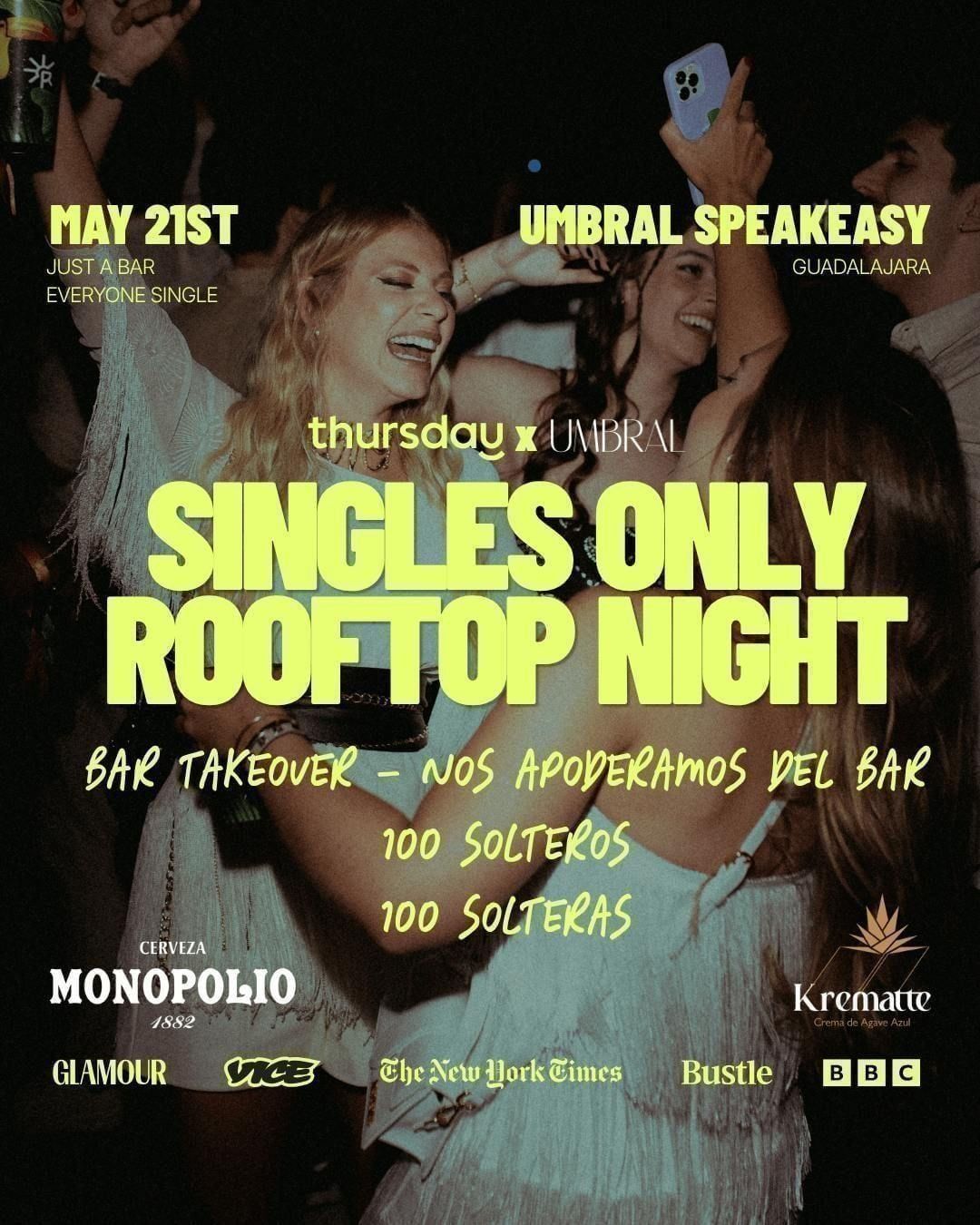 Thursday | Singles Only Rooftop Night | Guadalajara 
