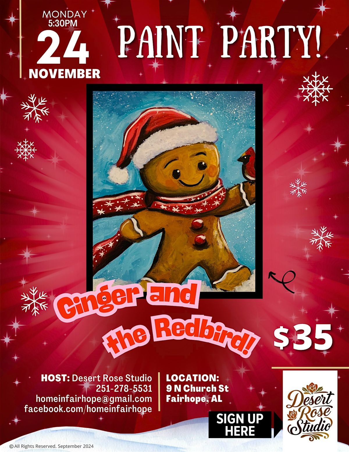 Ginger and the Redbird Paint and Sip Party!