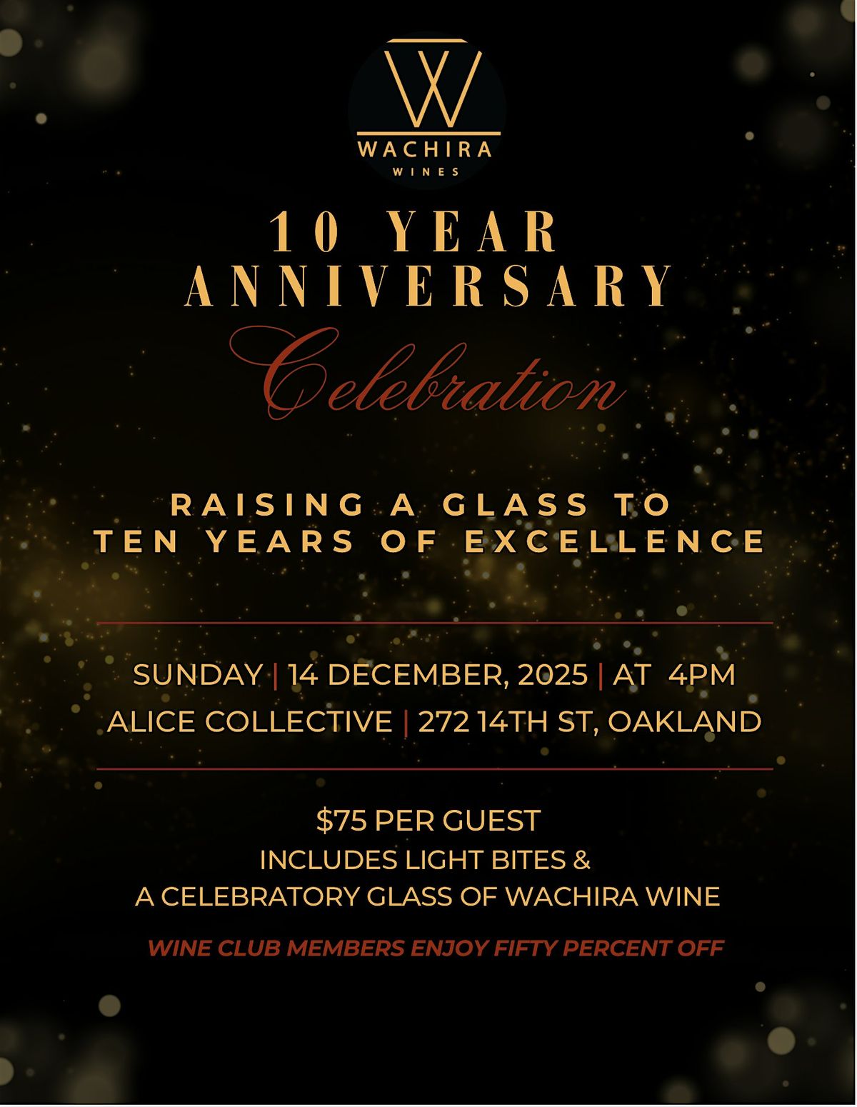Wachira Wines 10 year Anniversary Celebration