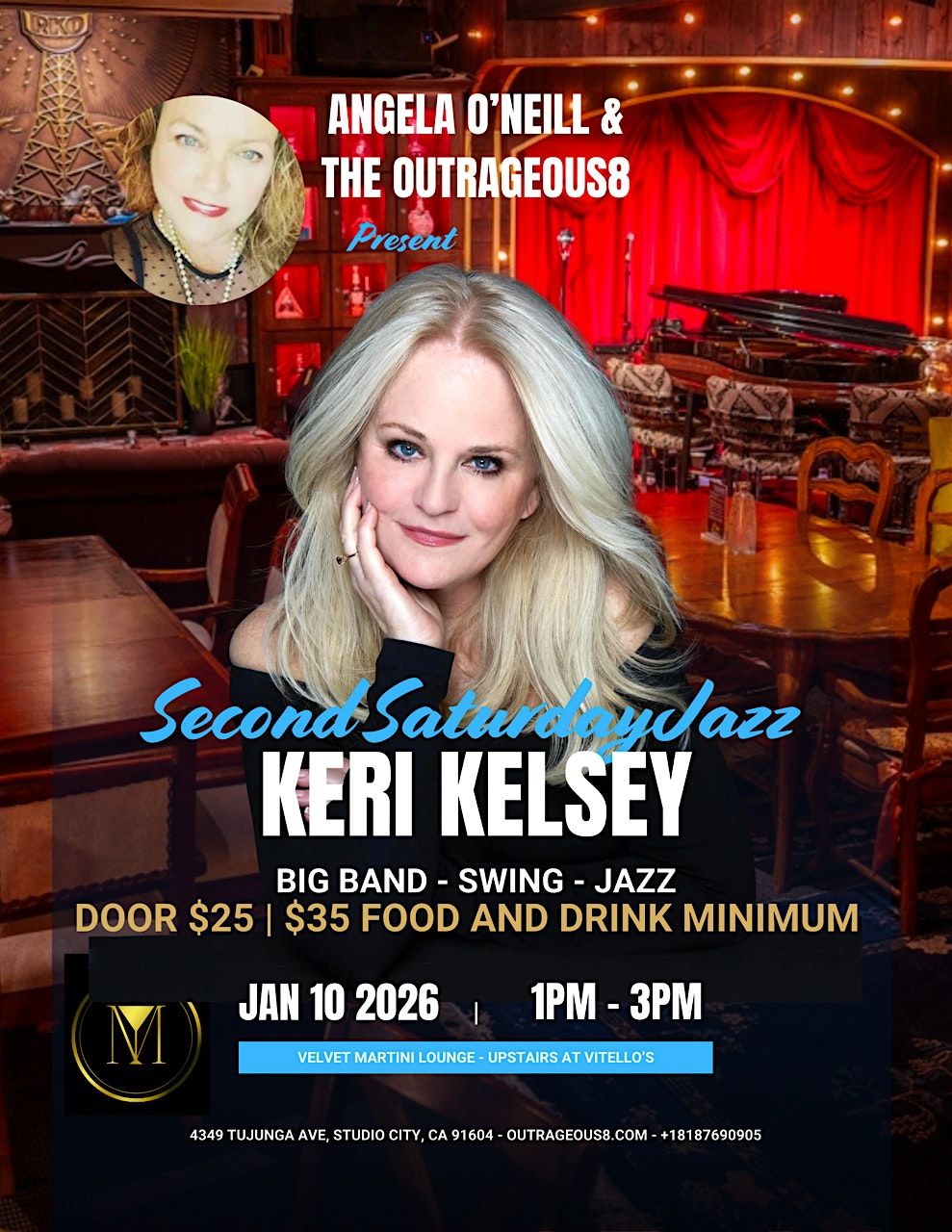 Second Saturday Jazz ft. Angela O\u2019Neill, Outrageous8 with Keri Kelsey