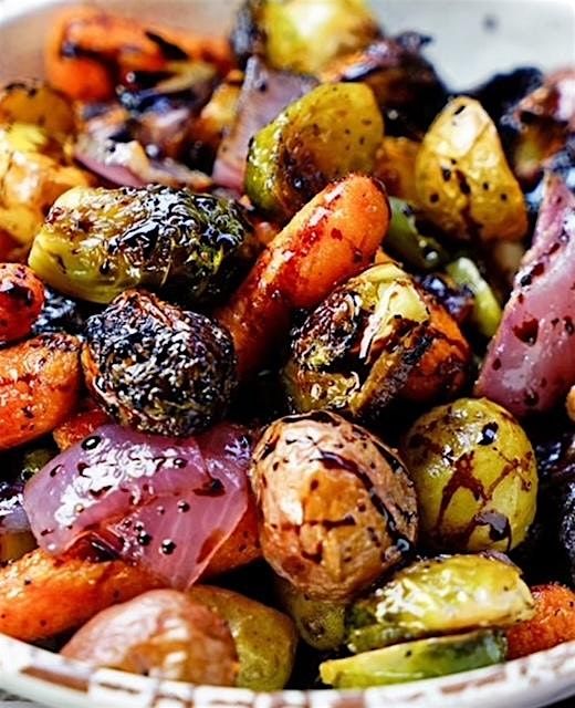 Italian Stuffed Pork Chops with Roasted Vegetables