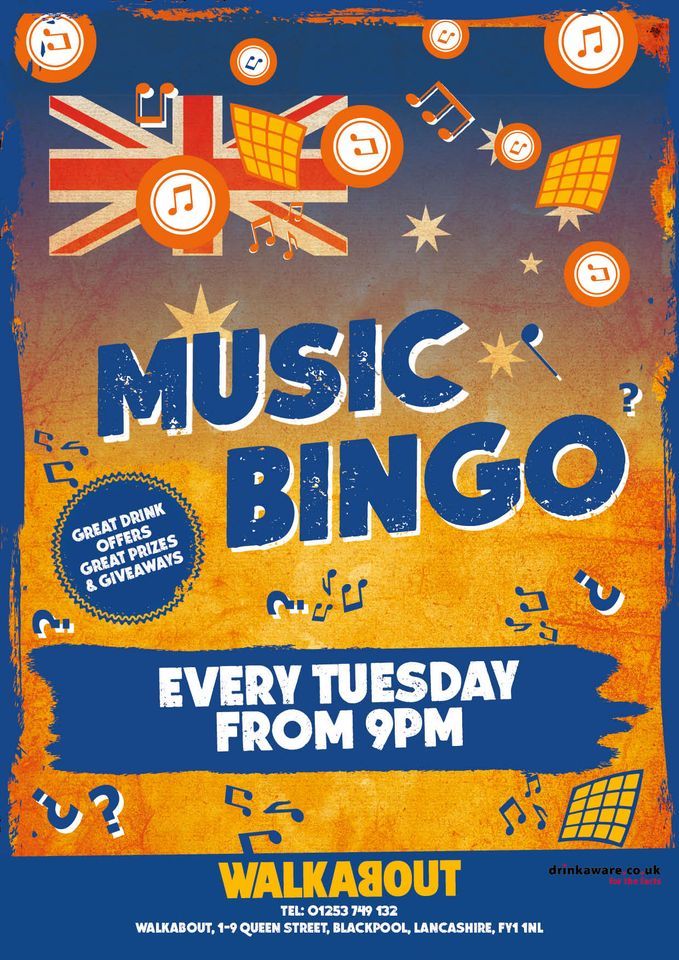 Music Bingo Tuesdays | Walkabout Blackpool | May 3 to May 4