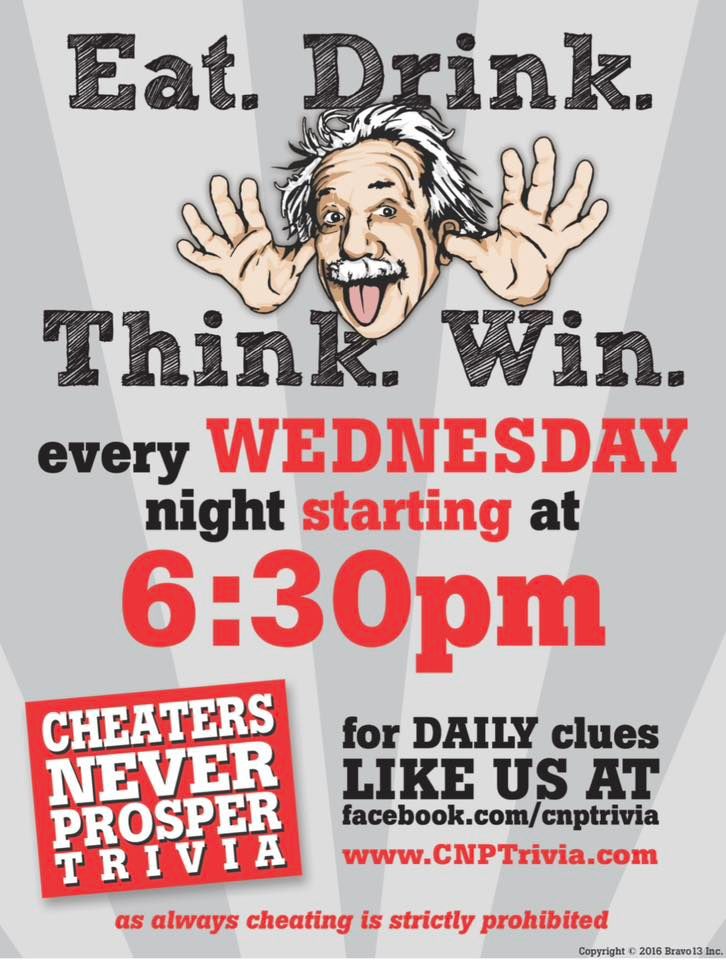 Cheaters Never Prosper Trivia | Arooga's (Route 462), Millersville, PA ...