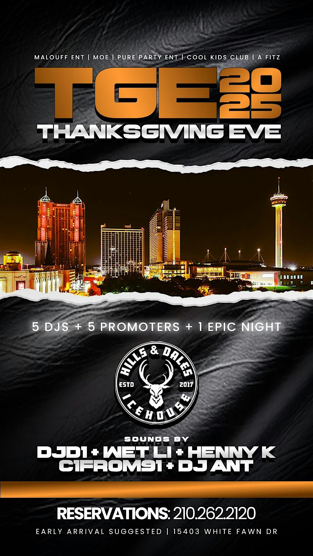 TGE: Thanksgiving Eve @ Hills & Dales
