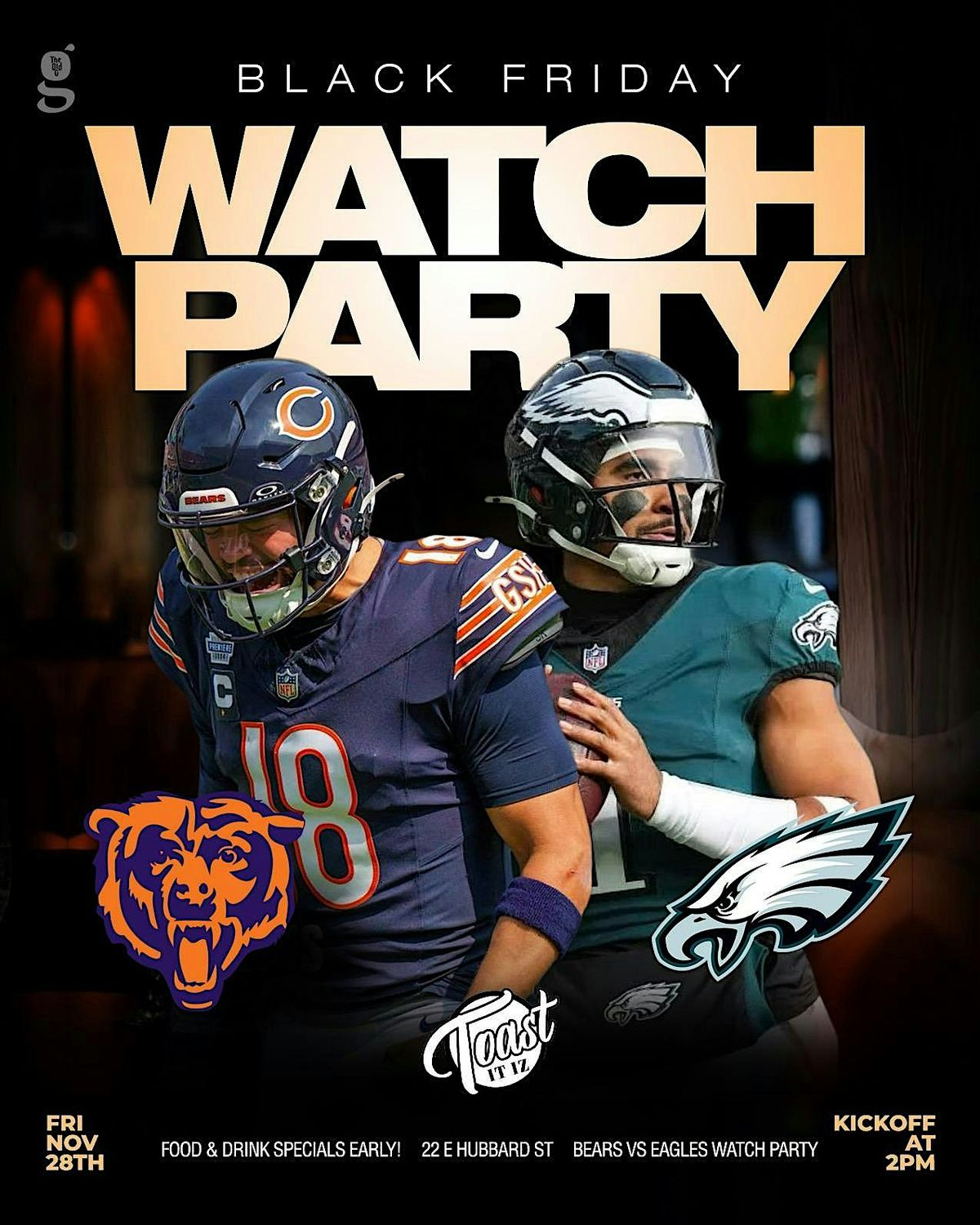 Black Friday BEARS vs EAGLES Watch Party! Downtown! RSVP!