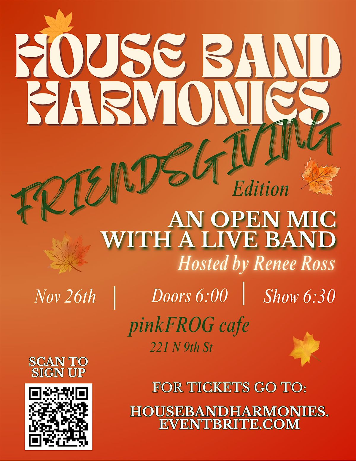 OPEN MIC NIGHT - House Band Harmonies - Open Mic With An In-House Band