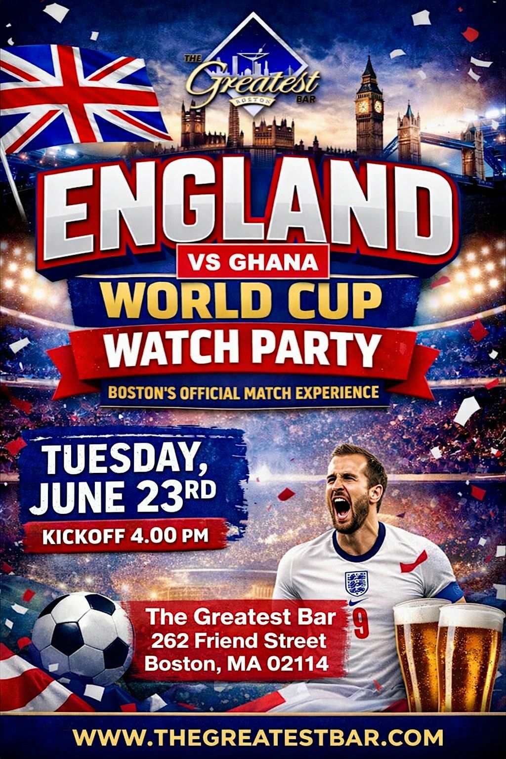 England vs Ghana World Cup Watch Party at The Greatest Bar